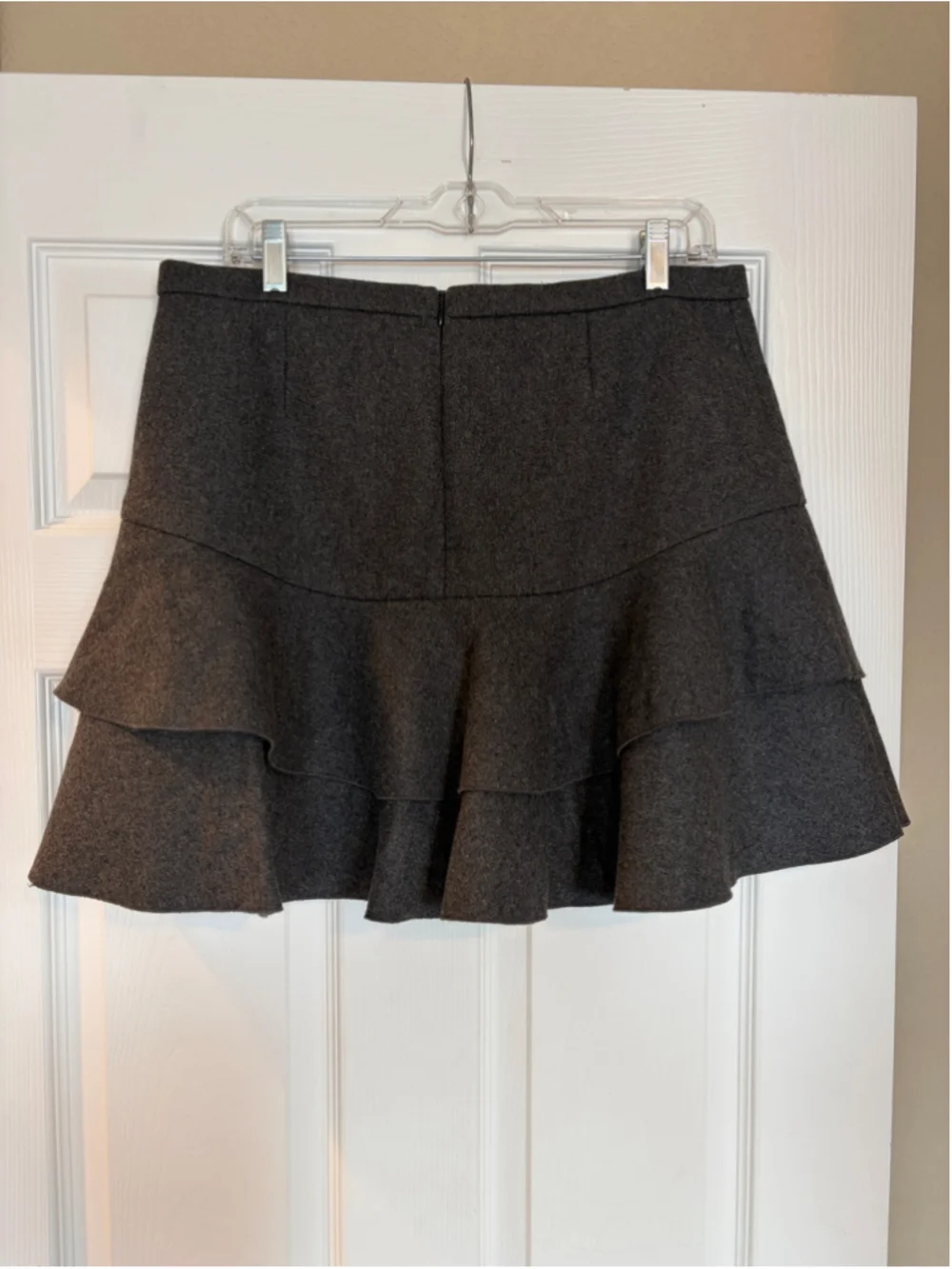 J.Crew Bonded Wool Flounce Mini Skirt Size 10 Coquette Dark Academic J2